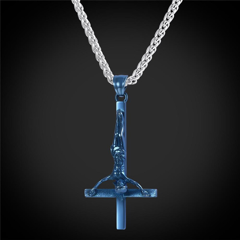 Collier crucifix inversé Néo-gothique - 4 couleurs disponibles