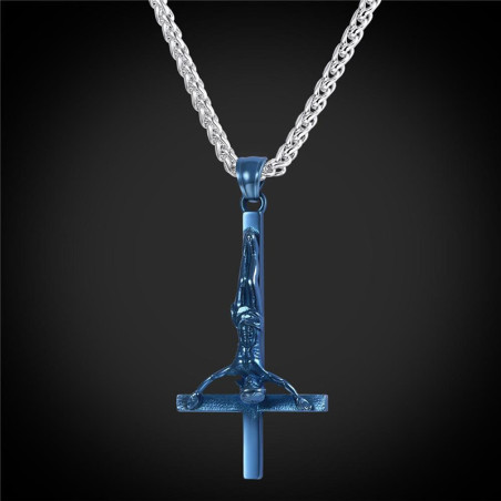 Collier crucifix inversé Néo-gothique - 4 couleurs disponibles