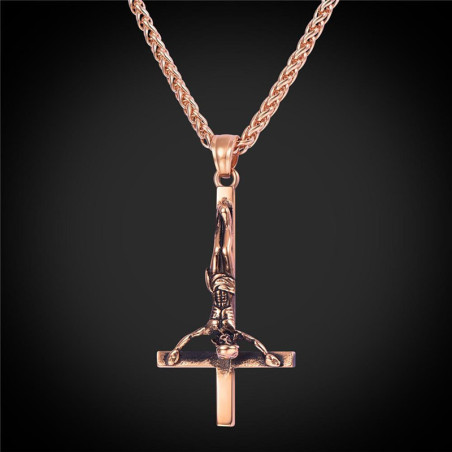 Collier crucifix inversé Néo-gothique - 4 couleurs disponibles