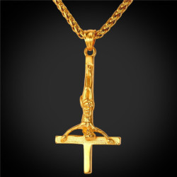 Collier crucifix inversé Néo-gothique - 4 couleurs disponibles