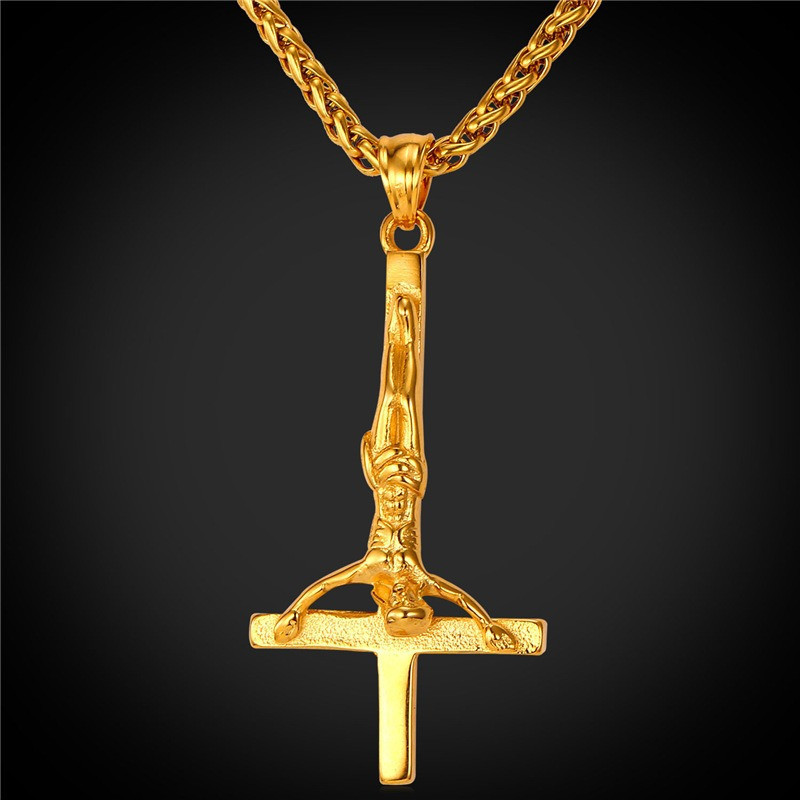 Collier crucifix inversé Néo-gothique - 4 couleurs disponibles