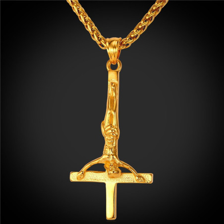 Collier crucifix inversé Néo-gothique - 4 couleurs disponibles