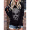 Magnifique T-shirt Tête de mort gothique à manches longues pour femme