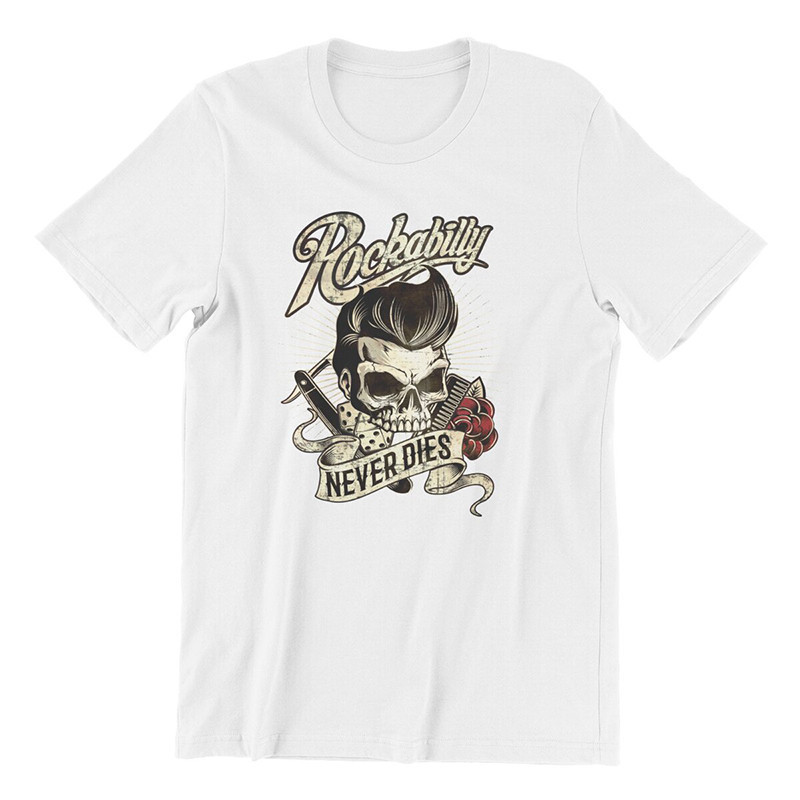 T-shirt Tête de mort Rockabilly never dies