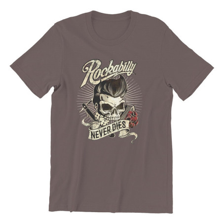 T-shirt Tête de mort Rockabilly never dies