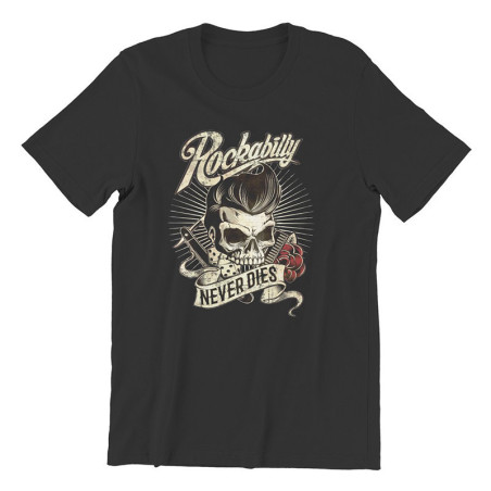 T-shirt Tête de mort Rockabilly never dies