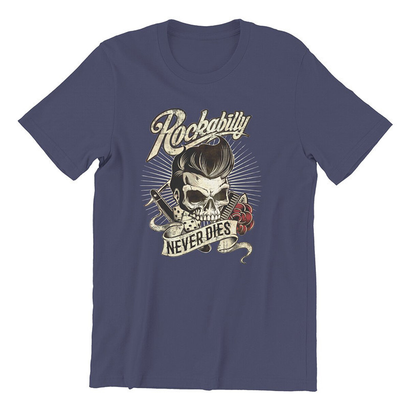 T-shirt Tête de mort Rockabilly never dies