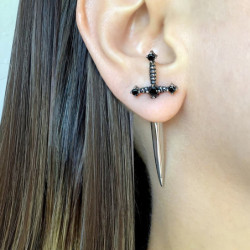 Boucles d'oreilles en épée avec brillant