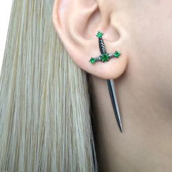 Boucles d'oreilles en épée avec brillant
