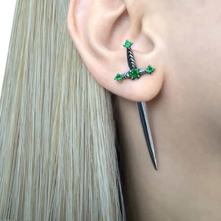 Boucles d'oreilles en épée avec brillant