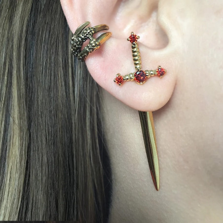 Boucles d'oreilles en épée avec brillant