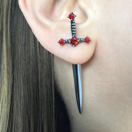 Boucles d'oreilles en épée avec brillant