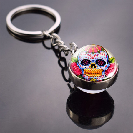 Porte-clés boule transparente effet retro : 12 modèles de Santa Muerte