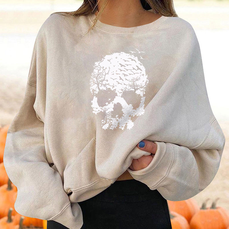 Magnifique Sweatshirt tête de mort stylisée, coupe boyfriend!