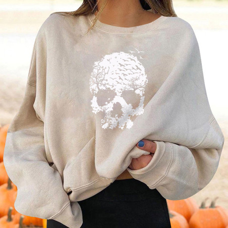 Magnifique Sweatshirt tête de mort stylisée, coupe boyfriend!