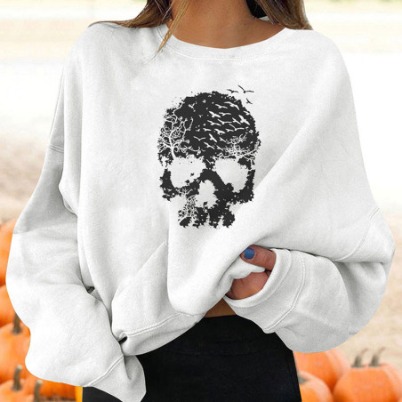 Magnifique Sweatshirt tête de mort stylisée, coupe boyfriend!
