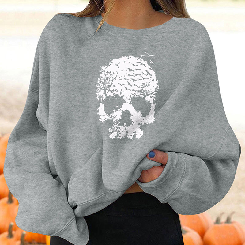 Magnifique Sweatshirt tête de mort stylisée, coupe boyfriend!