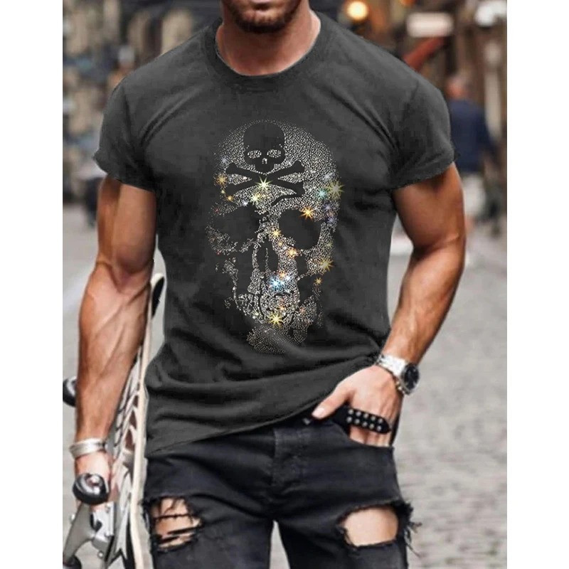 T-shirt homme crâne effet strass