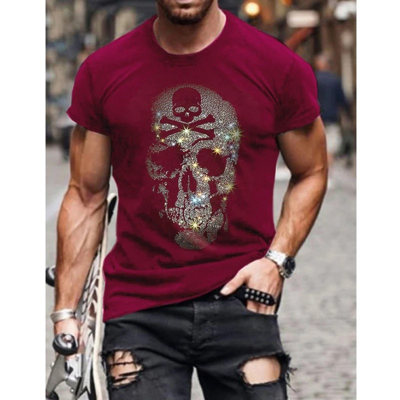 T-shirt homme crâne effet strass