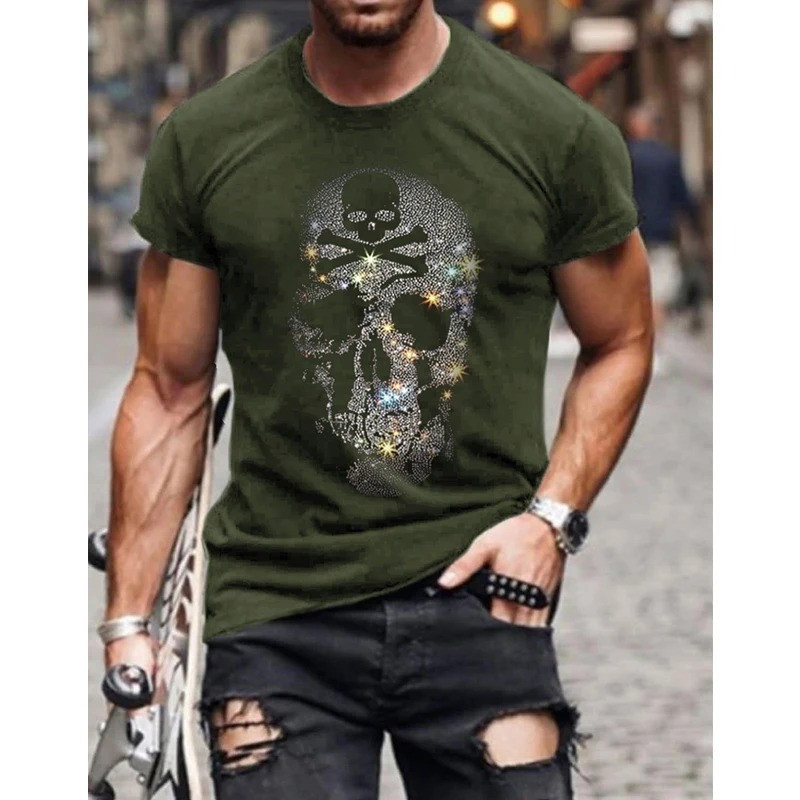 T-shirt homme crâne effet strass