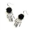 Boucles d'oreilles main squelette et rose - couleur noir