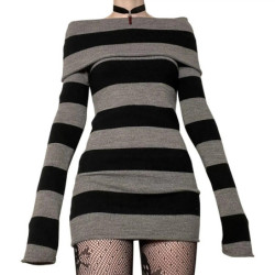 Mini-robe chasuble en polyester Col Bateau !