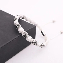 Magnifique Bracelet macramé crâne : 6 couleurs de pierre !