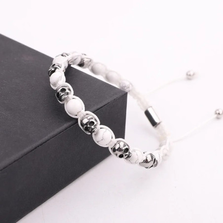 Magnifique Bracelet macramé crâne : 6 couleurs de pierre !