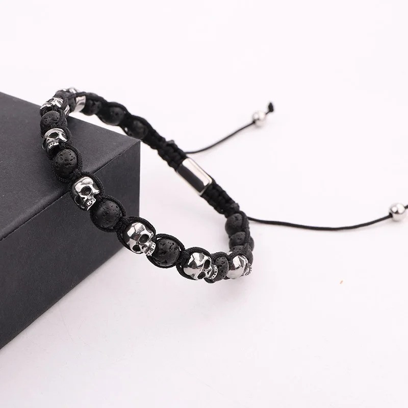 Magnifique Bracelet macramé crâne : 6 couleurs de pierre !