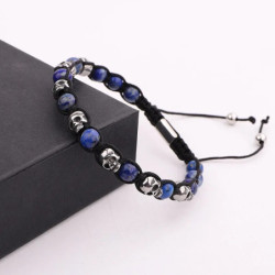 Magnifique Bracelet macramé crâne : 6 couleurs de pierre !