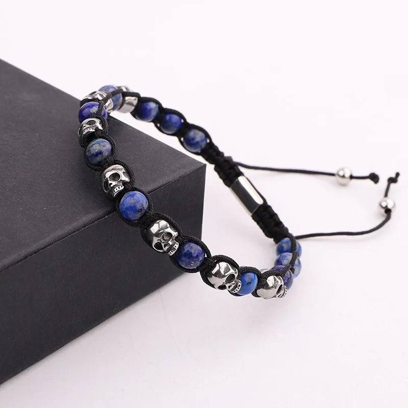 Magnifique Bracelet macramé crâne : 6 couleurs de pierre !