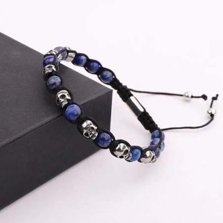 Magnifique Bracelet macramé crâne : 6 couleurs de pierre !