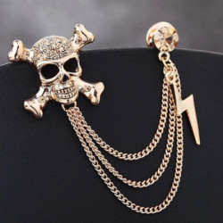 Magnifique broche tête de mort chaînette Rock ...