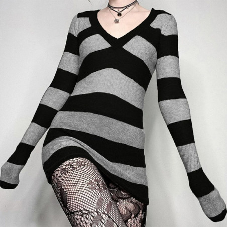 Mini-robe chasuble en polyester Col en V