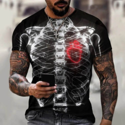 T-shirt noir homme squelette et coeur battant !