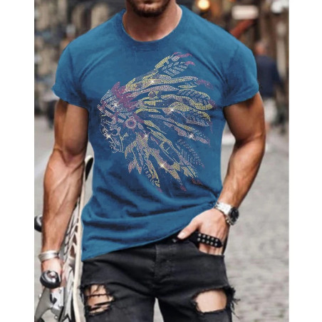 T-shirt tête de mort amérindienne 7 couleurs au choix