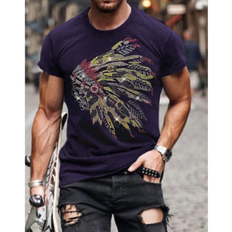 T-shirt tête de mort amérindienne 7 couleurs au choix