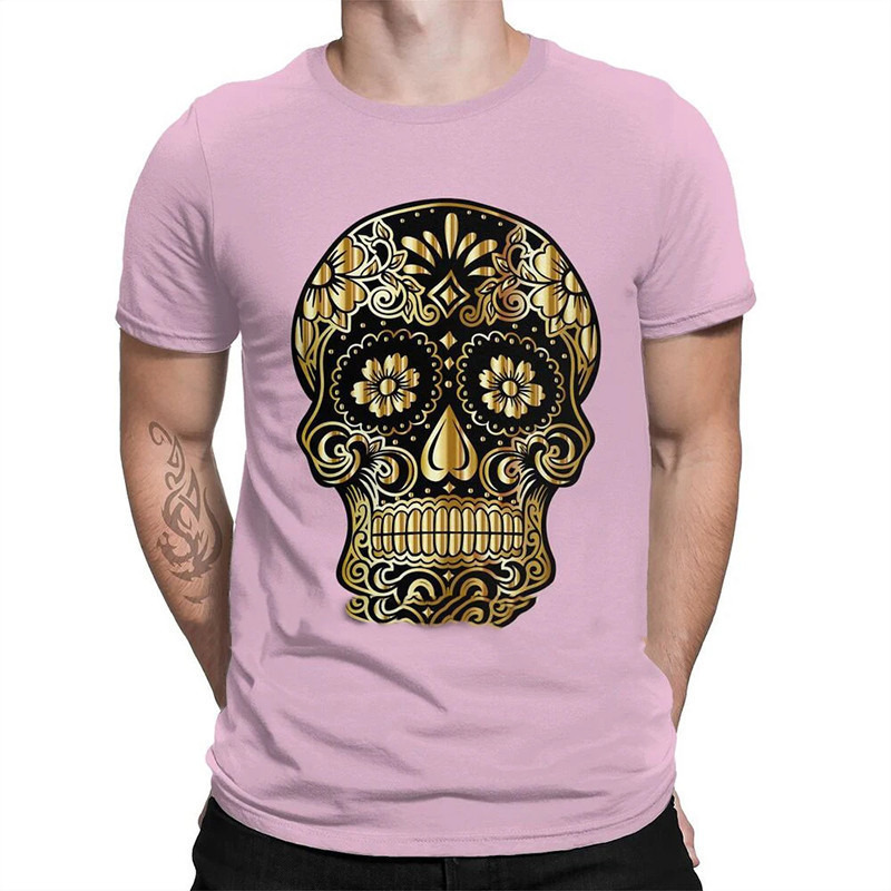 T-shirt tête de mort mexicaines dorée   - modèle 1