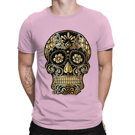 T-shirt tête de mort mexicaines dorée   - modèle 1