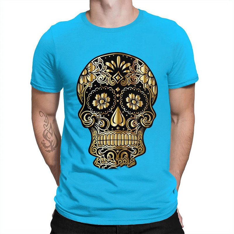 T-shirt tête de mort mexicaines dorée   - modèle 1