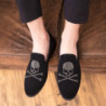 Chaussure tête de mort mocassins en cuir pour hommes Motif Jolly Roger vue face