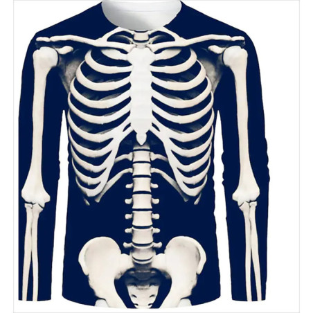 T-shirt squelette manches longues : 7 couleurs au choix !