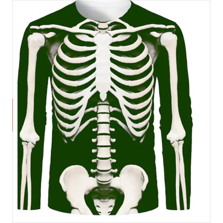 T-shirt squelette manches longues : 7 couleurs au choix !