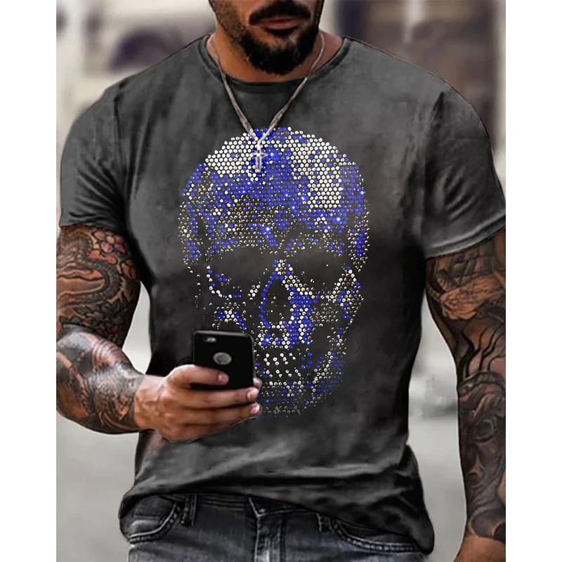 T-shirt tête de mort effet strass : 6 couleurs au choix !