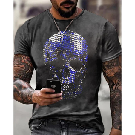 T-shirt tête de mort effet strass : 6 couleurs au choix !