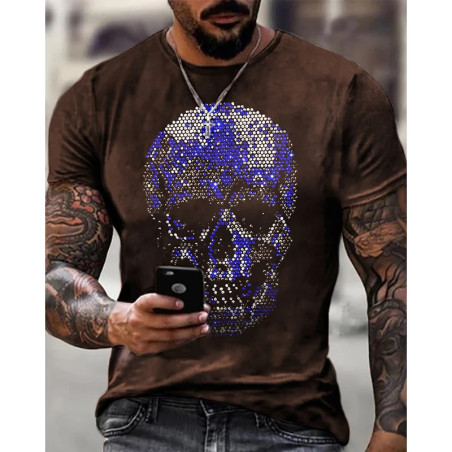 T-shirt tête de mort effet strass : 6 couleurs au choix !