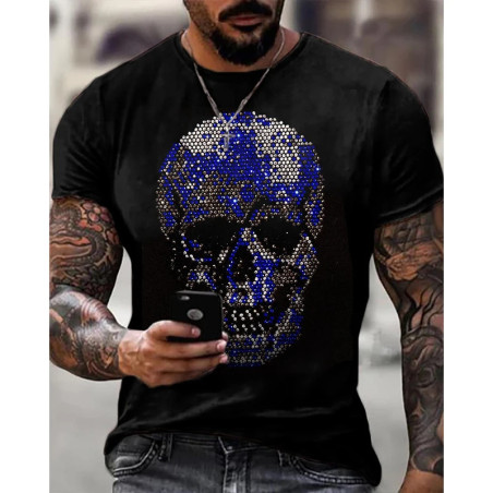 T-shirt tête de mort effet strass : 6 couleurs au choix !