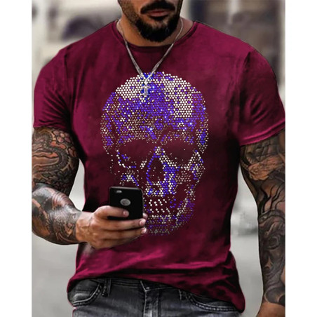 T-shirt tête de mort effet strass : 6 couleurs au choix !
