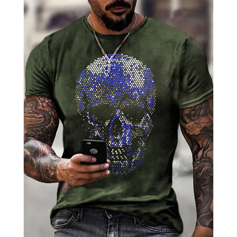 T-shirt tête de mort effet strass : 6 couleurs au choix !