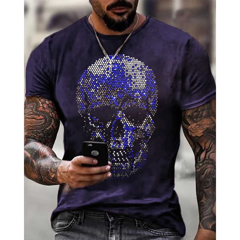 T-shirt tête de mort effet strass : 6 couleurs au choix !